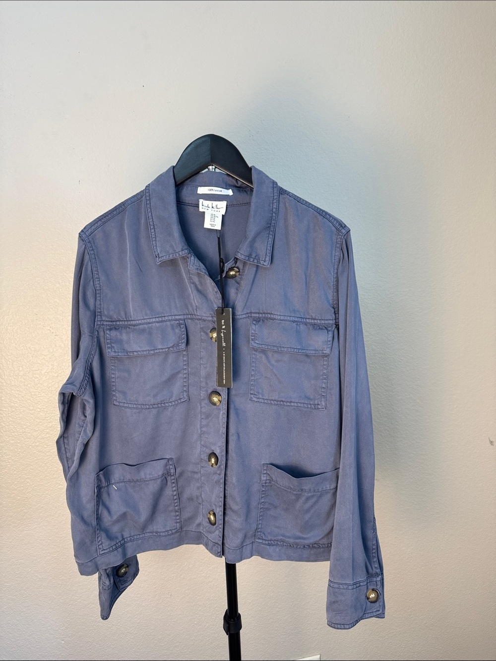 Nicole Miller Blue Utility Jacket with Patch Pockets